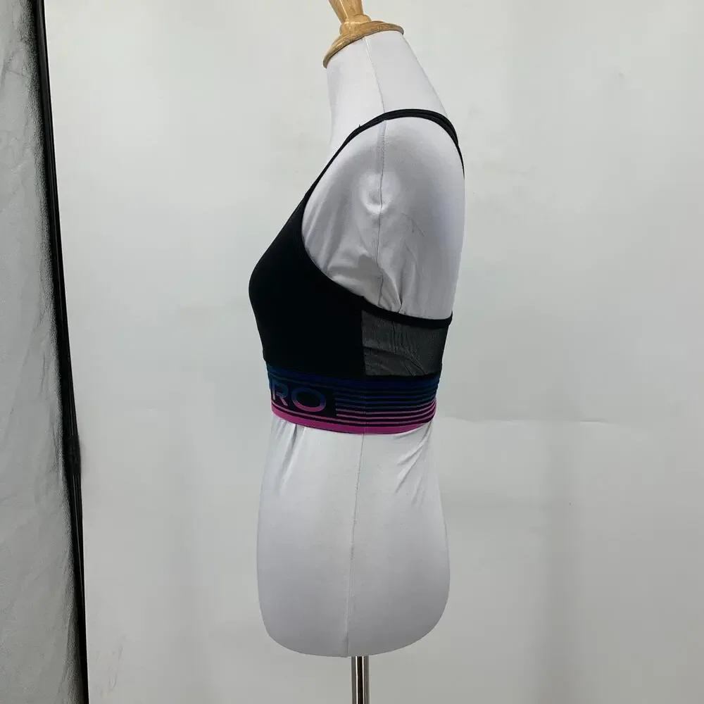 Nike Pro Sports Bra Womens S Small‎ Multi Dri Fit Mesh Panel Racerback Logo Band
